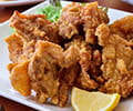 鶏屋の唐揚げ定食濃厚玉子付き